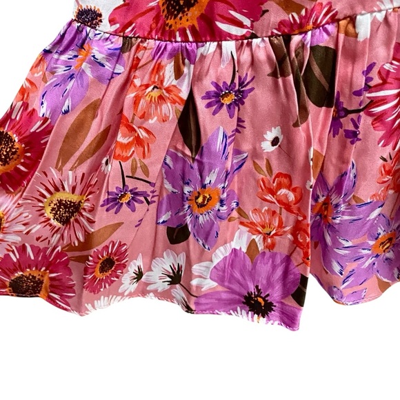 Rachel Parcell Pink Floral Shirt Dress Belted Tiered Ruffle Hem Long Sleeve 6 - Picture 8 of 16